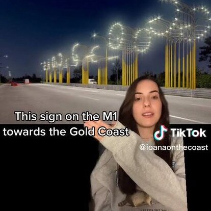 She also took aim at a few other Australian things – including this sign in the Gold Coast. Picture: TikTok/@ioanaonthecoast