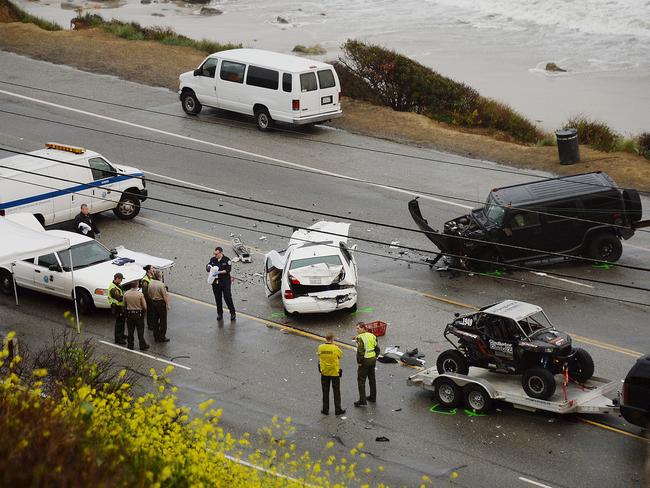 Fatal collision ... Caitlyn Jenner’s Escalade rear-ended a Lexus in Malibu in February. Picture: Splash News