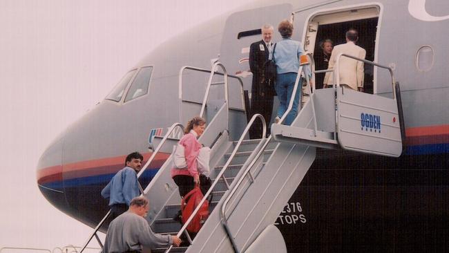 Julia Campbell boarding UA929 in Gander.