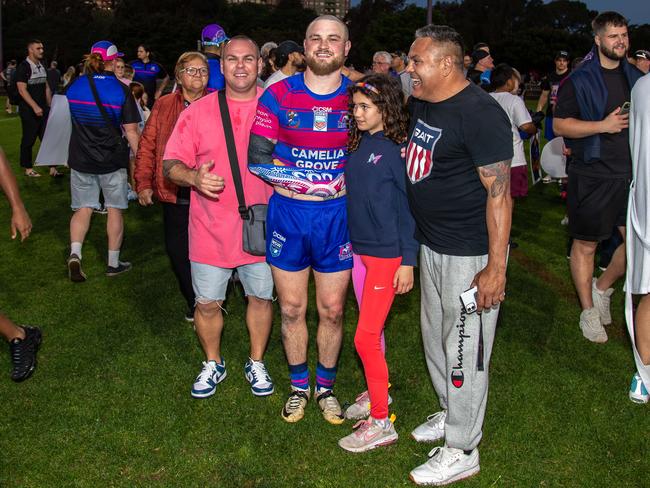 Jake Trindall with family after the match. Picture: Adam Wrightson Photography