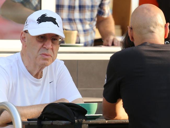 Eddie Obeid having coffee with his son Moses while holidaying in Port Macquarie.