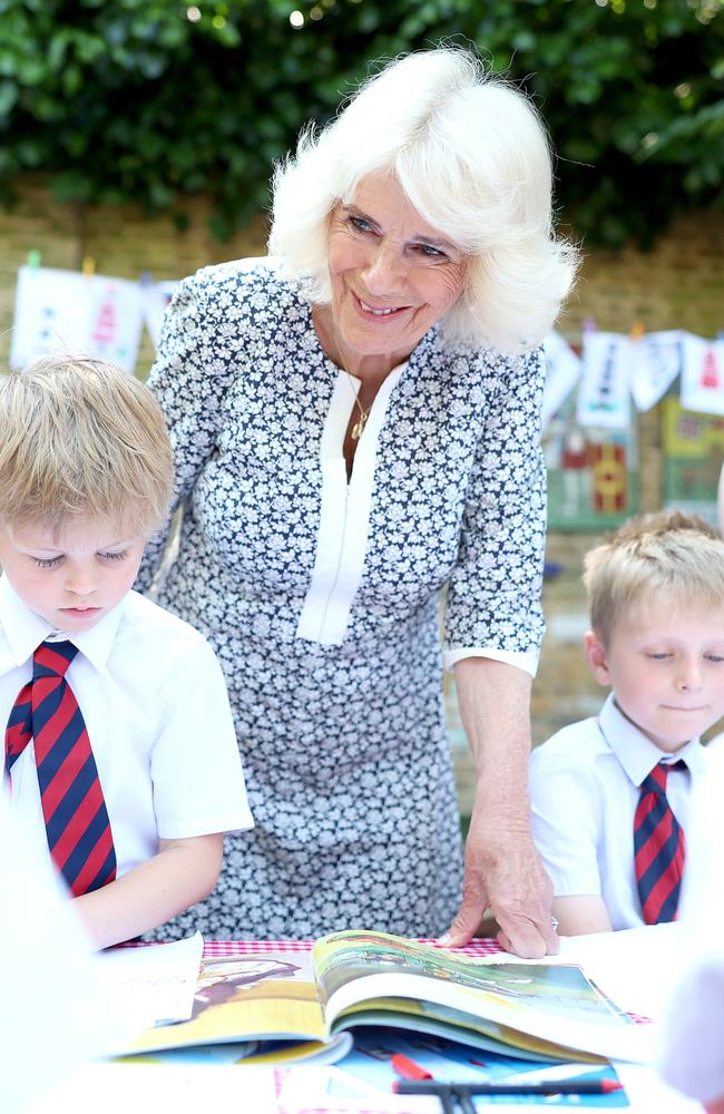 Queen Camilla meets some young fans. Picture: Getty Images