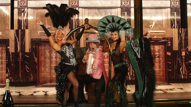 The cast members at Pink Flamingo at Broadbeach. Picture Glenn Hampson