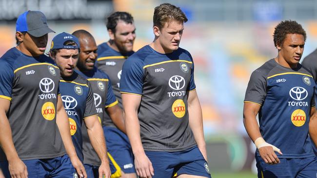 AUGUST 2015: Coen Hess training at 1300 Smiles Stadium, Townsville, ahead of his first NRL match against the Warriors in New Zealand. Picture: Wesley Monts