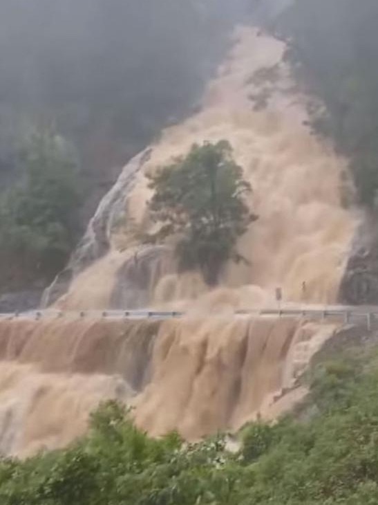 Waterfall Way at Dorrigo was cut off by the wild weather and floods.