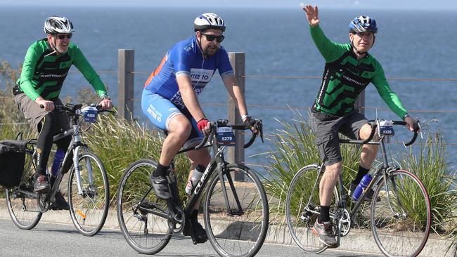 Around the bay riders on Beach road in Beaumaris. Sunday, October 6, 2019. Picture: David Crosling