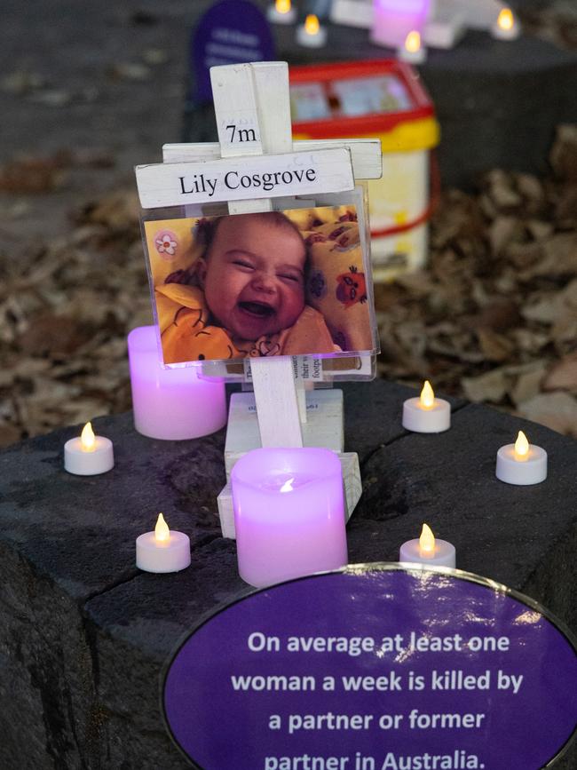 A vigil for domestic violence victims in Burleigh. Picture: Jeff Butterworth