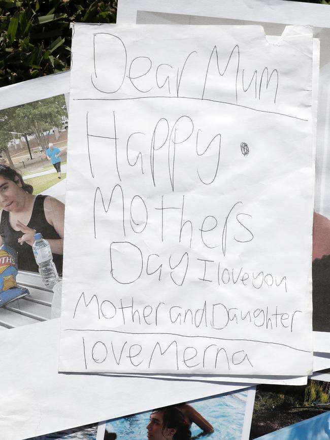 Photos and a Mothers Day card written to Tanya Petrus by her daughter Merna