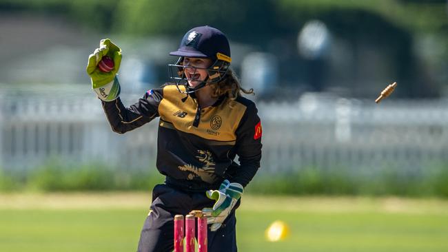 Hayley Zauch keeping wickets during last season’s grand final. Picture: Cricket NSW.