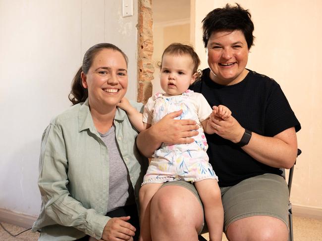 Eloise, 16-month old Harriet Sheridan and Heather Roe at their home in Banksia Park, on Friday January 12, 2024. (The Advertiser/ Morgan Sette)