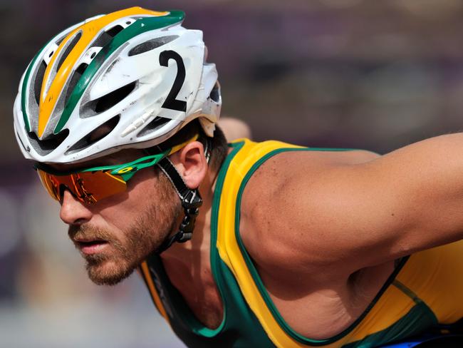 Pushing beyond limits ... Fearnley prepares to compete in the Men's 800m at the London 2012 Paralympic Games. Picture: AFP PHOTO / GLYN KIRK