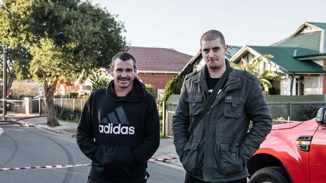 Anthony Farinola and Romeo Cavaiuolo helped a mother and her child escape a burning house on Neill St, Cowandilla. Picture: AAP Image/Morgan Sette