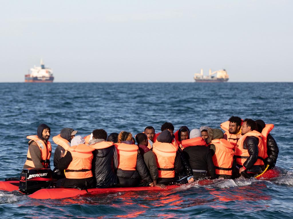 Migrants attempt to cross the English Channel near the Dover Strait. Picture: Luke Dray/Getty Images