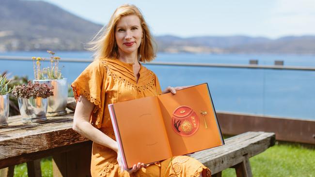 Kirsha Kaechele at Mona with her book, Eat the Problem. Picture: JESSE HUNNIFORD