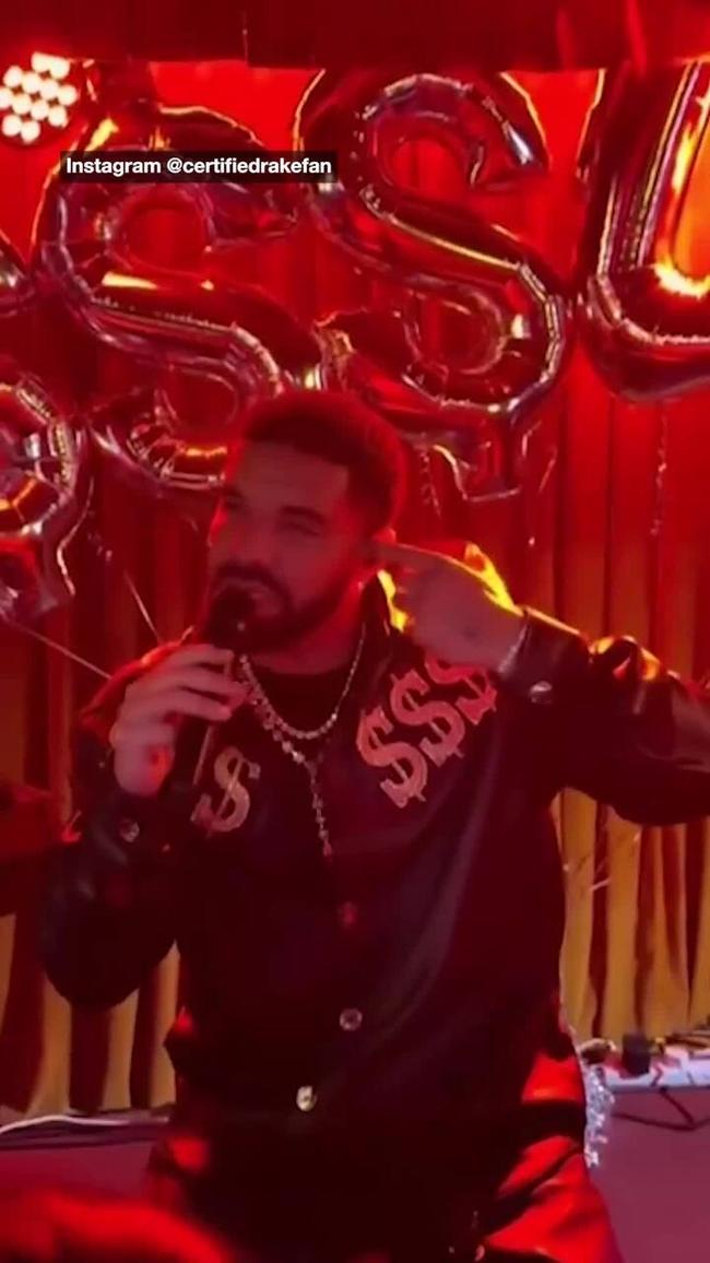 Megastar Drake performs in tiny Sydney club