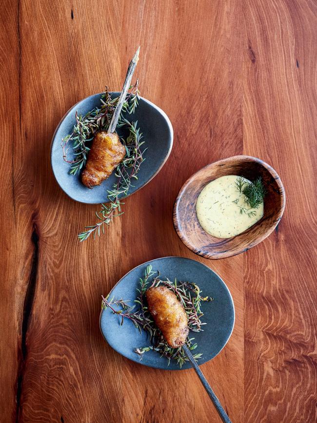 Ahi’s Auckland Island scampi corn dogs with burger sauce are a signature snack. Picture: Manja Wachsmuth.