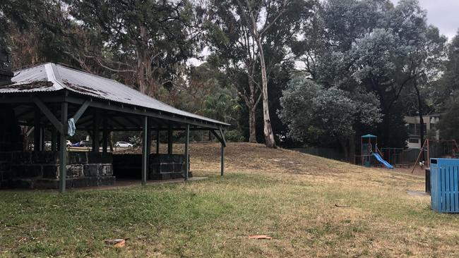 The Greensborough park shelter where Codey Herrmann was arrested.