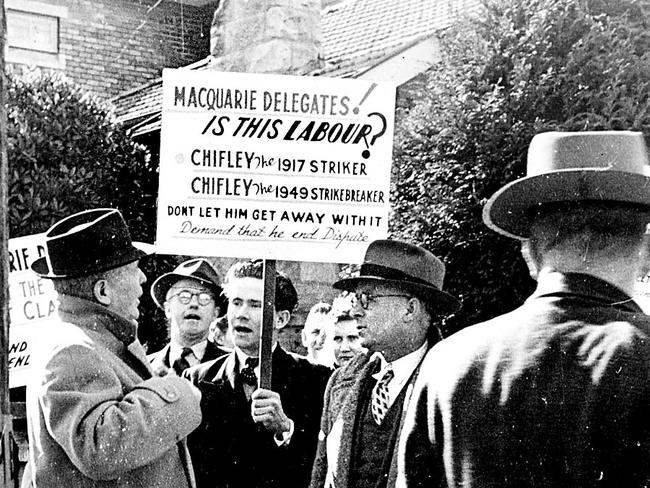 Striking miners criticise PM Ben Chifley for using harsh laws and the army to break the strike. Picture: Australian National Library