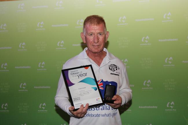 Frank Cowell, from Shed Happens, won 2022 Citizen of the Year at Mackay Regional Council's 2022 Australia Day awards.