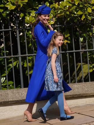 Princess of Wales is a vision in blue as she leads Louis, Charlotte and ...