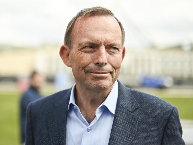 CANBERRA, Australia - NewsWire Photos - October 7, 2024: Former Prime Minister, the Hon Tony Abbott, along with thousands of attendees gather at Parliament House in Canberra taking an historic stand against antisemitism and to stand in support of Israel.  Picture: NewsWire / Martin Ollman