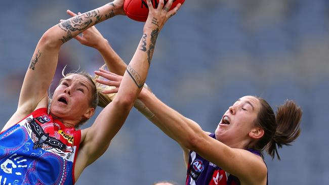 Tayla Harris has been back to her high-marking best this season. Picture: Getty Images