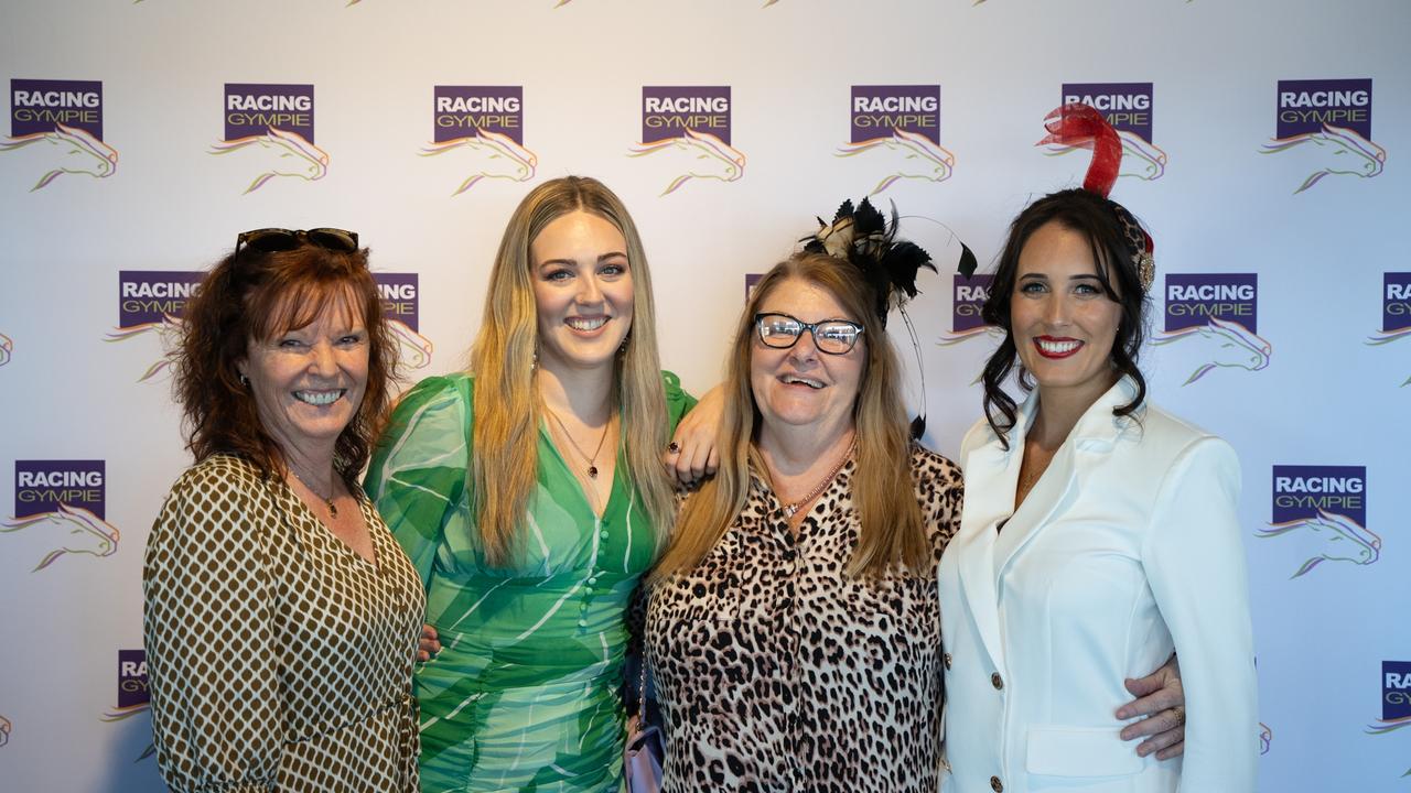 Julie Mitchell, Cassidy Bell, Karen Kirk and Brooke Kirk at the Gympie Muster Races. Saturday, August 19,. 2023. Picture: Christine Schindler