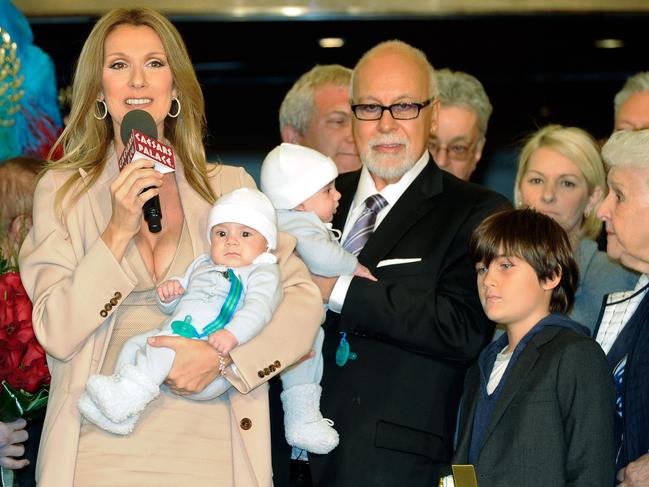 Dion, seen here in 2011, with her husband and their children, twins Nelson and Eddy and eldest son René-Charles. Picture: Ethan Miller/Getty Images