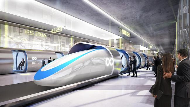 An artist's impressions of the planned Hyperloop transit system