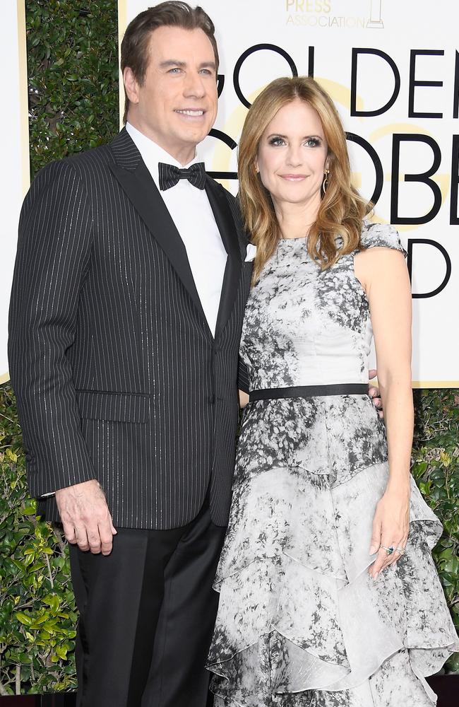 Travolta and wife Kelly Preston, who also stars in Gotti. Picture: Frazer Harrison/Getty Images