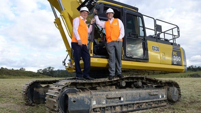 Ipswich Mayor Paul Pisasale and Devine Group Devine Communities general manager Andrew Brimblecombe at the site for the $360 million Eden's Crossing development in Redbank Plains.Photo: Rob Williams / The Queensland Times. Picture: Rob Williams