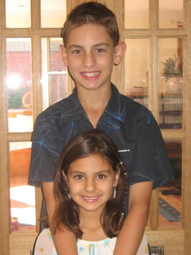 Jordan Gogos and his sister Yasmin in 2005. Picture: Supplied