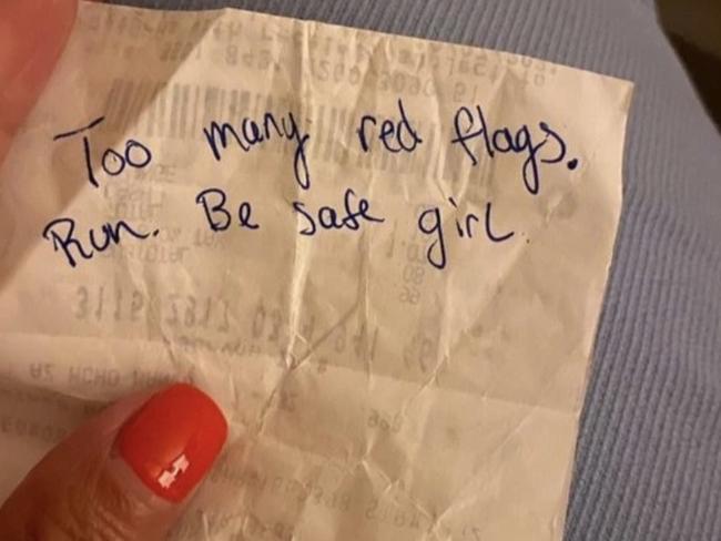 Hadia was lucky to receive a note from a stranger, warning her of her date. Picture: Twitter/@Hadia__S