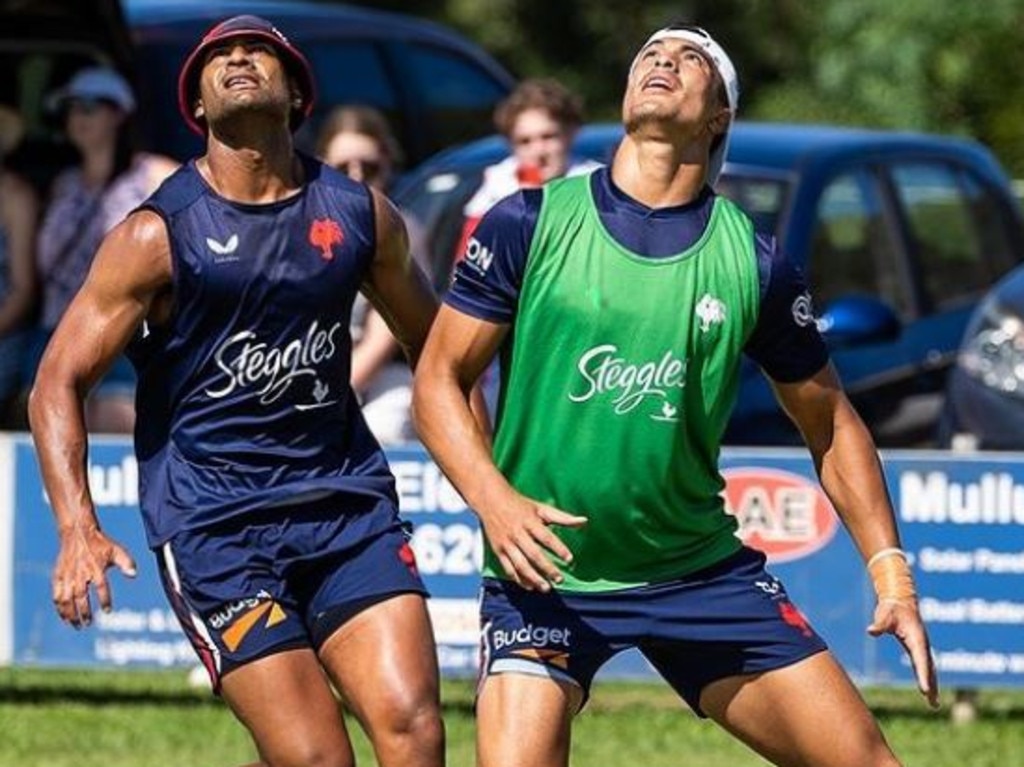 Joseph Suaalii at a Roosters training session. Picture: Instagram/@sydneyroosters