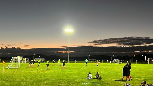 Action from FQ Whitsunday Coast Girls United Social League. Picture: Football Queensland