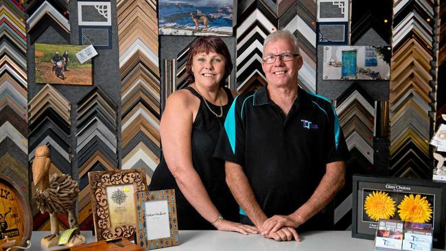 Terese and James Marrs are celebrating 30 years of running their Evans Avenue, North Mackay business TJ Picture Framing. Picture: Emma Murray