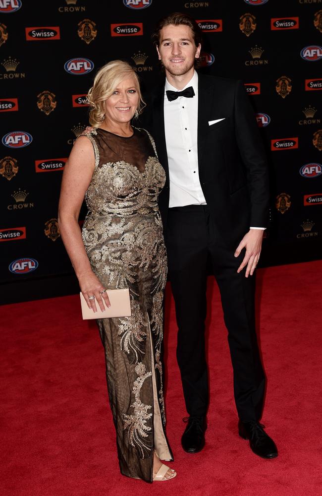 Marcus Bontempelli and his mum, Geraldine. Picture: AAP