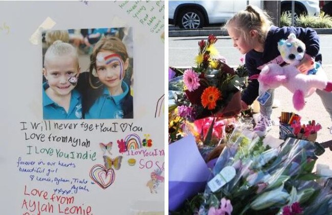 Last week Indie’s friend Aylah Gilbertson left a toy and touching message at the shopping centre where the fatal accident happened. Pictures: Rick Frearson