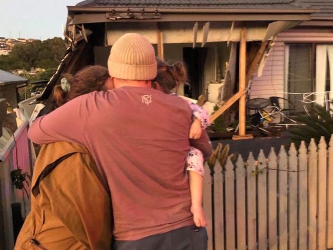 Ainsley, Guy and Lila Lennard have been living in a rental at Barrack Heights since their home was destroyed. Picture: GoFundMe