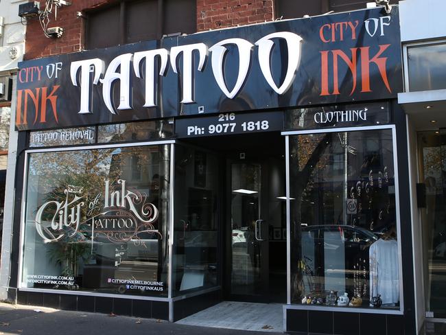 Former AFL footballer Jake King's tattoo parlour has been shot at this morning. Picture: David Crosling