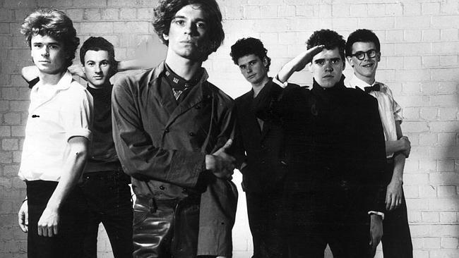 INXS members (from left) Tim Farriss, Garry Gary Beers, Michael Hutchence, Jon Farriss, Andrew Farriss and Kirk Pengilly. 