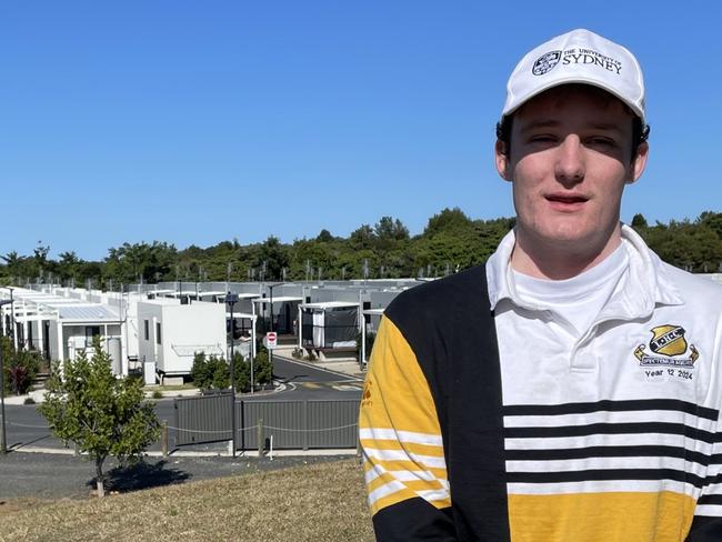 Josh Byrne, 17, was displaced from his Coraki home by the 2021 floods and resides in the Wollongbar pod village. He said on July 30, 2024 the village should be renewed for more than the Ballina Shire Council's proposed decision of six months. Picture: Savannah Pocock