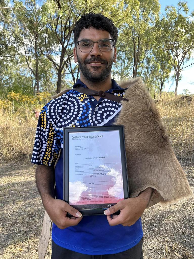 Corey Appo was officially awarded the recognition after more than five years of working as a teachers aid to bring to the Wakka Wakka language to First Nations and non-indigenous students alike.<br/>Image credit: Noel Thompson.