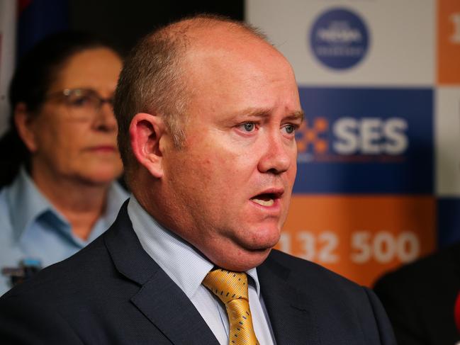 Resilience NSW chief Shane Fitzsimmons addresses the media to provide a flood recovery update in Sydney. Picture: Gaye Gerard