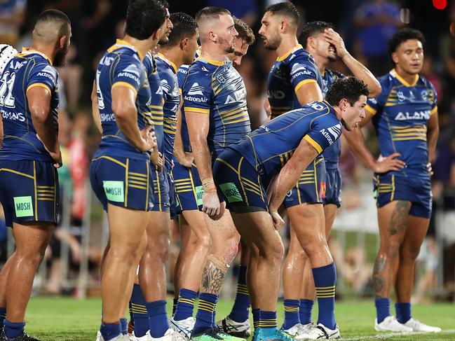 The Eels failed to handle the conditions against the Cowboys at TIO Stadiumin round eight. Picture: Mark Kolbe/Getty Images