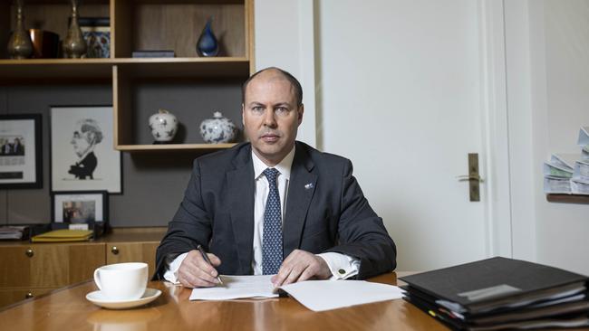 Treasurer Josh Frydenberg in his office ahead of next weeks budget. Picture: NCA NewsWire/Gary Ramage