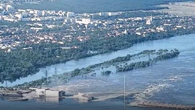 The Kakhovka Hydroelectric Dam after it was attacked. Picture: AFP.