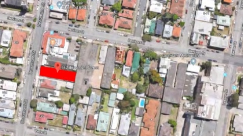 Aerial location of the boarding house development on Beaumont street, Hamilton.