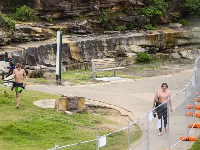 Thursday 16th APRIL 2020Bondi, Tamarama BeachesSurfers still finding waves, through the bush over fences.Picture's Darren Leigh Roberts