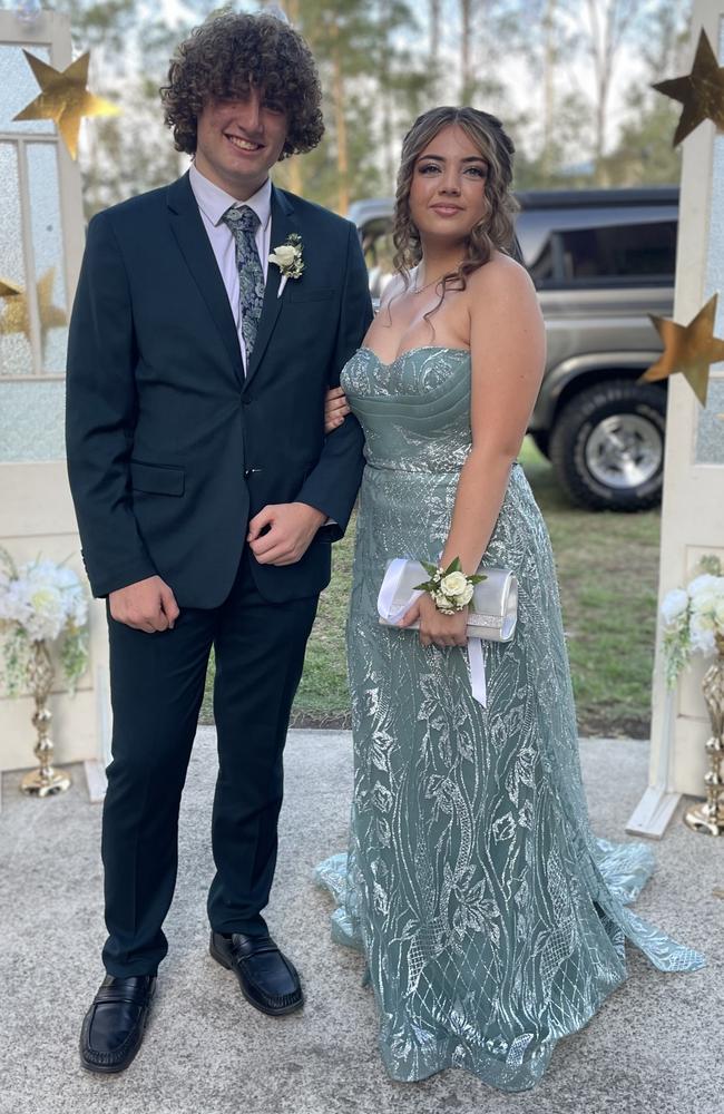 Keira Arthur and Mark Curly arrive at the 2024 Gympie State High School graduation formal.